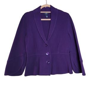 Alfani Eggplant Purple Button Front Sweater Jacket Women Size M